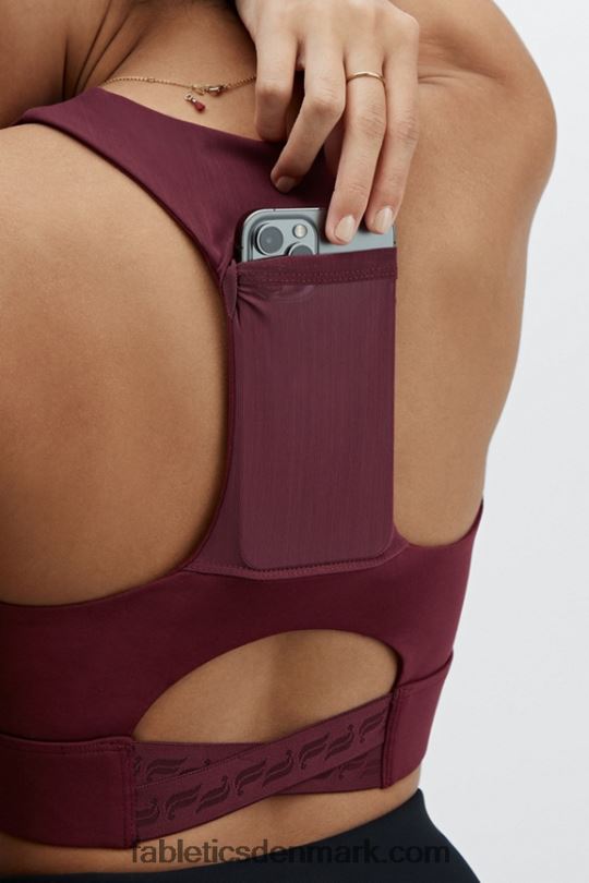 Fabletics Kvinder on-the-go midi medium impact sports bh 129 PNX2T1834 portvin/portvinslogo