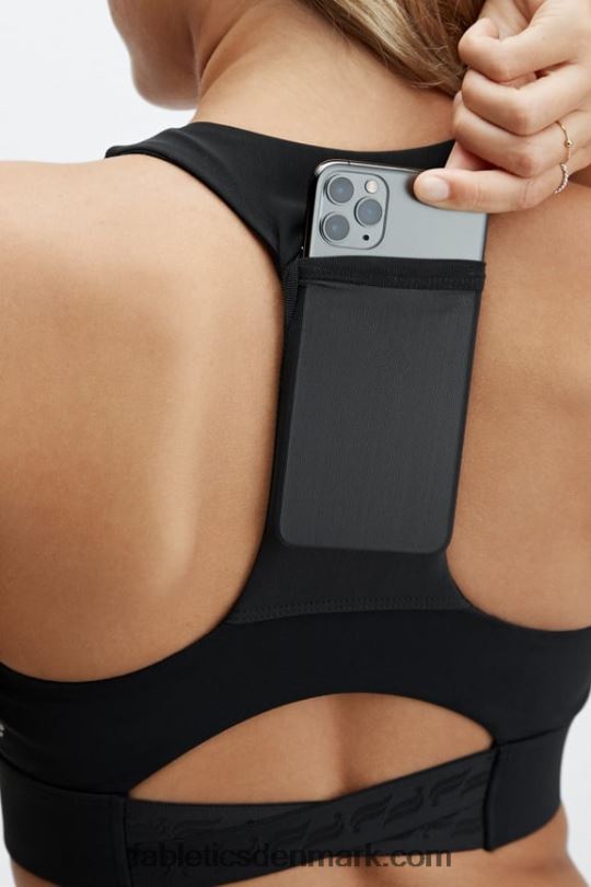 Fabletics Kvinder on-the-go midi medium impact sports bh 130 PNX2T1836 sort logo