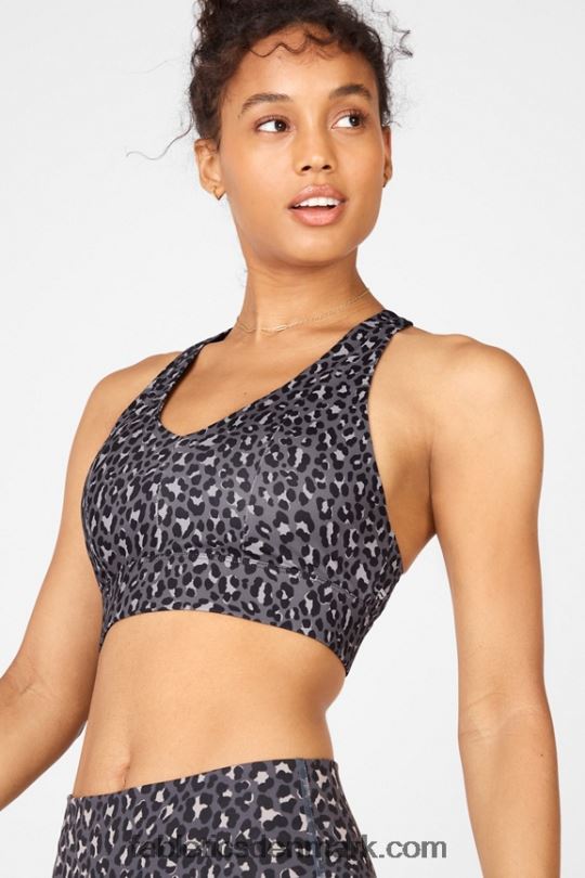 Fabletics Kvinder on-the-go midi medium impact sports bh 130 PNX2T1839 stealth/sort glans