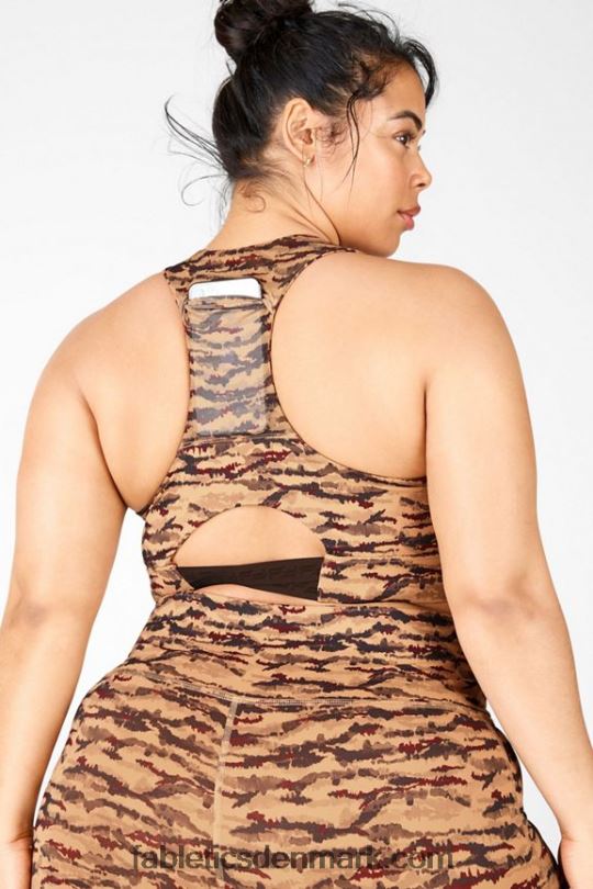 Fabletics Kvinder on-the-go midi medium impact sports bh 131 PNX2T1843 cacao tiger/cacao logo