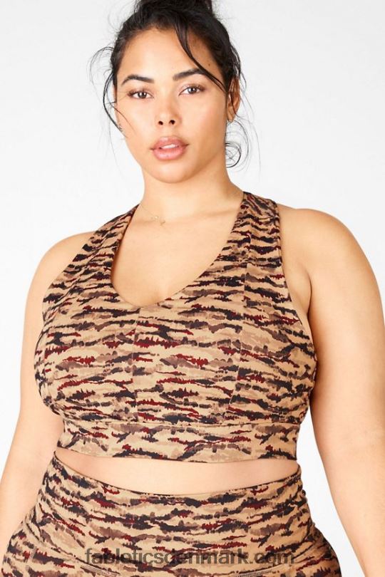 Fabletics Kvinder on-the-go midi medium impact sports bh 131 PNX2T1843 cacao tiger/cacao logo