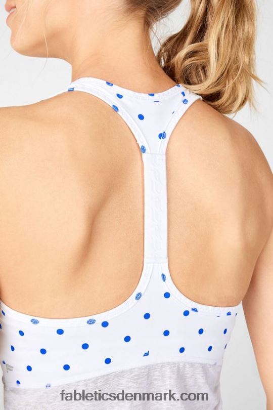 Fabletics Kvinder ryan midi logo sports bh PNX2T1926 hvid baja logo prik