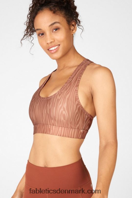Fabletics Kvinder salvie printet medium impact sports bh PNX2T1918 trækorn