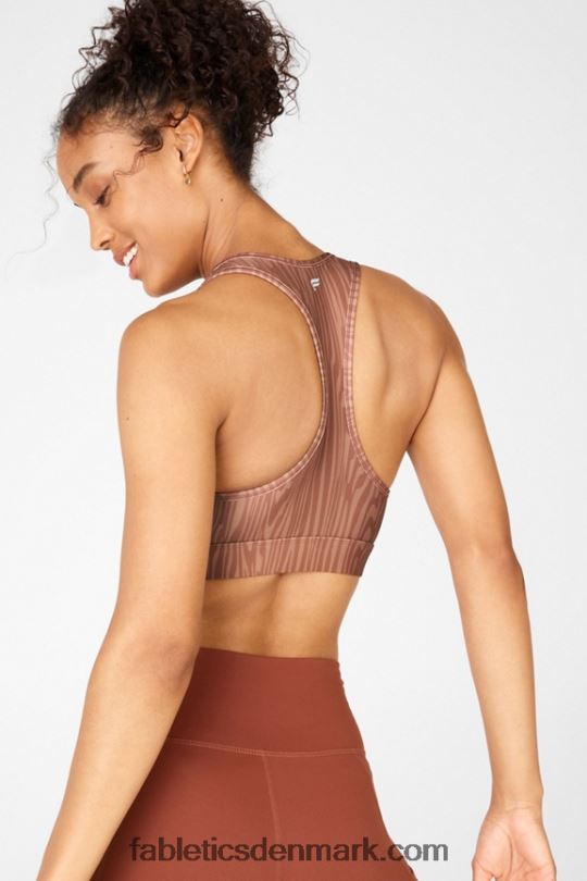 Fabletics Kvinder salvie printet medium impact sports bh PNX2T1918 trækorn