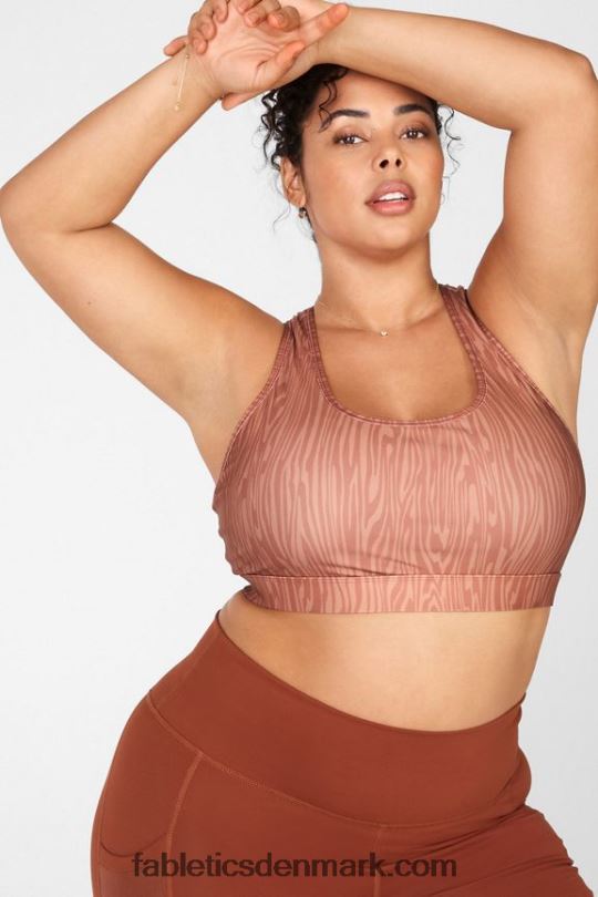 Fabletics Kvinder salvie printet medium impact sports bh PNX2T1919 trækorn