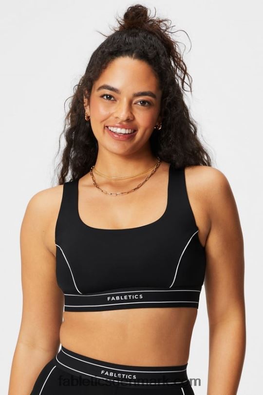 Fabletics Kvinder sports-bh med medium slagpåvirkning PNX2T1816 sort/klassisk hvid logo