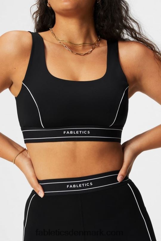 Fabletics Kvinder sports-bh med medium slagpåvirkning PNX2T1816 sort/klassisk hvid logo