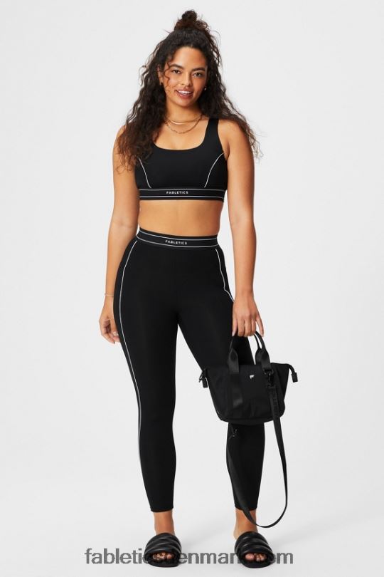 Fabletics Kvinder sports-bh med medium slagpåvirkning PNX2T1816 sort/klassisk hvid logo