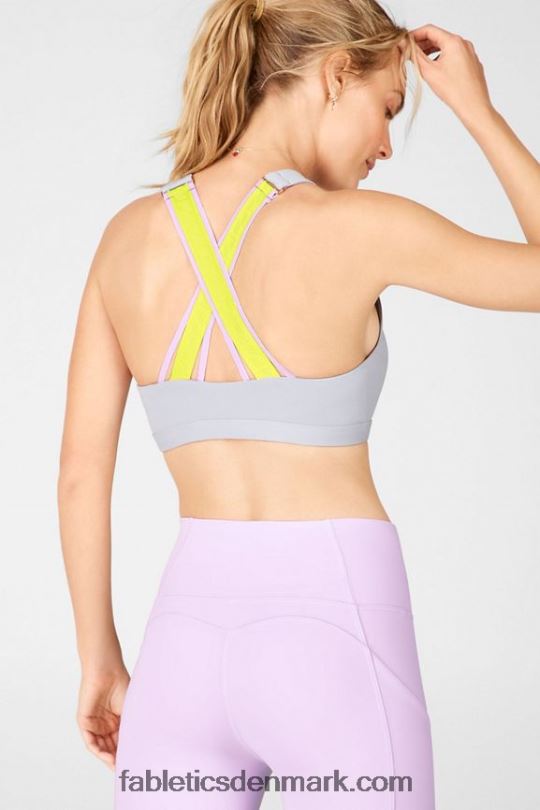 Fabletics Kvinder vera medium impact sports bh PNX2T1931 dis grå/citron/himmellilla