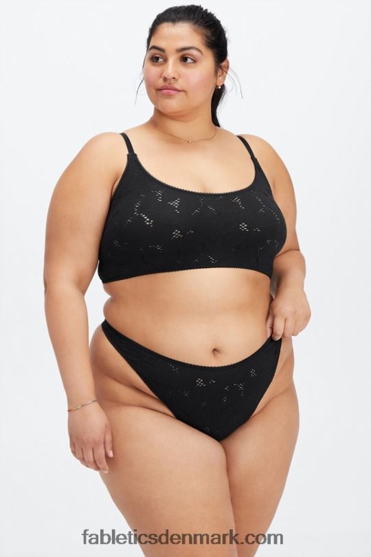 Fabletics Kvinder sømløs højtaljet g-streng med blonder PNX2T2894 sort