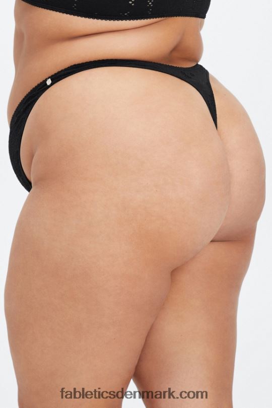 Fabletics Kvinder sømløs højtaljet g-streng med blonder PNX2T2894 sort