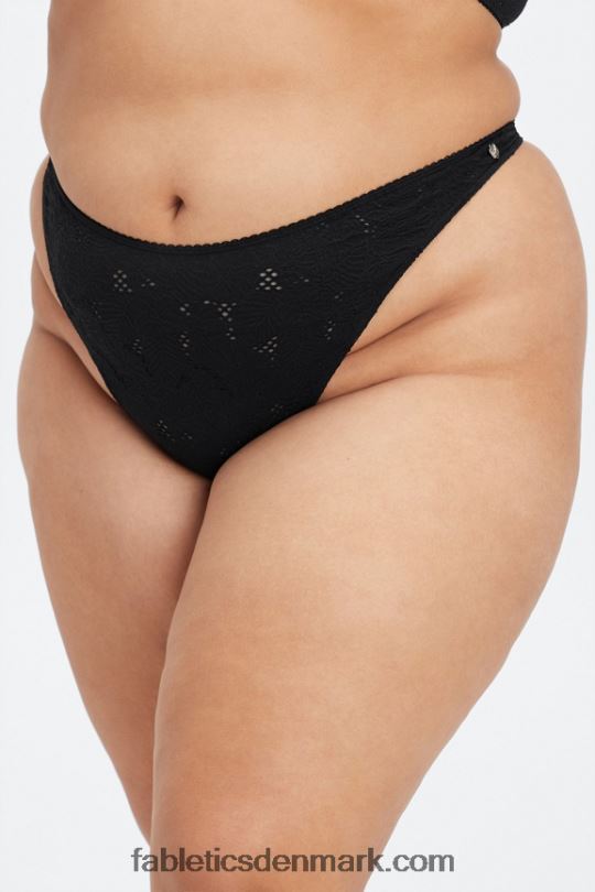 Fabletics Kvinder sømløs højtaljet g-streng med blonder PNX2T2894 sort