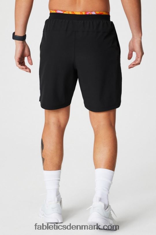 Fabletics Mænd den grundlæggende korte ii (foret) 132 PNX2T3122 sort/lyserød undslippe sommergalskab