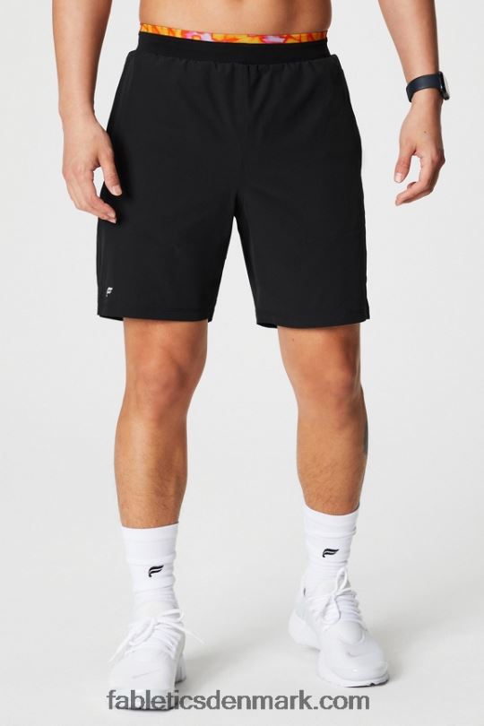 Fabletics Mænd den grundlæggende korte ii (foret) 132 PNX2T3122 sort/lyserød undslippe sommergalskab