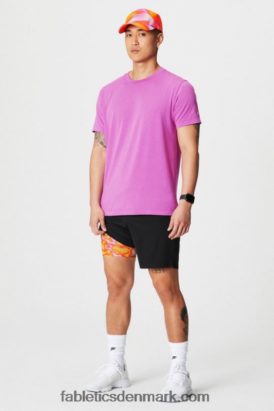 Fabletics Mænd den grundlæggende korte ii (foret) 132 PNX2T3122 sort/lyserød undslippe sommergalskab