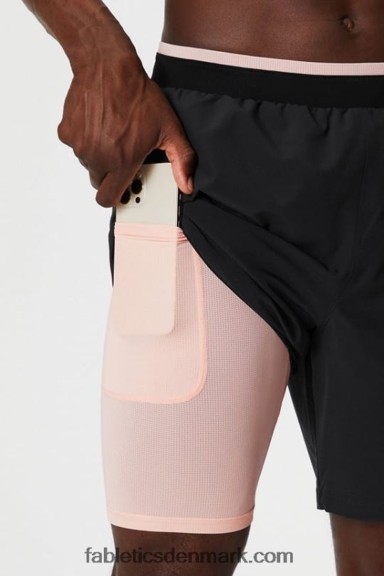 Fabletics Mænd den grundlæggende korte ii (foret) 134 PNX2T3133 sort/lyserød smørcreme