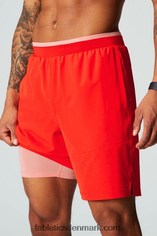 Fabletics Mænd den grundlæggende korte ii (foret) 135 PNX2T3141 ildglød perforeret