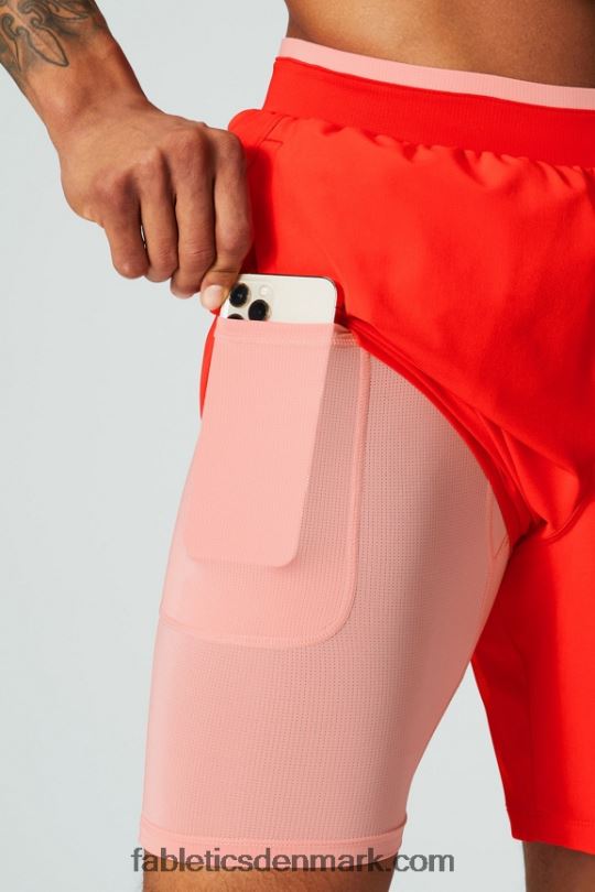 Fabletics Mænd den grundlæggende korte ii (foret) 135 PNX2T3141 ildglød perforeret