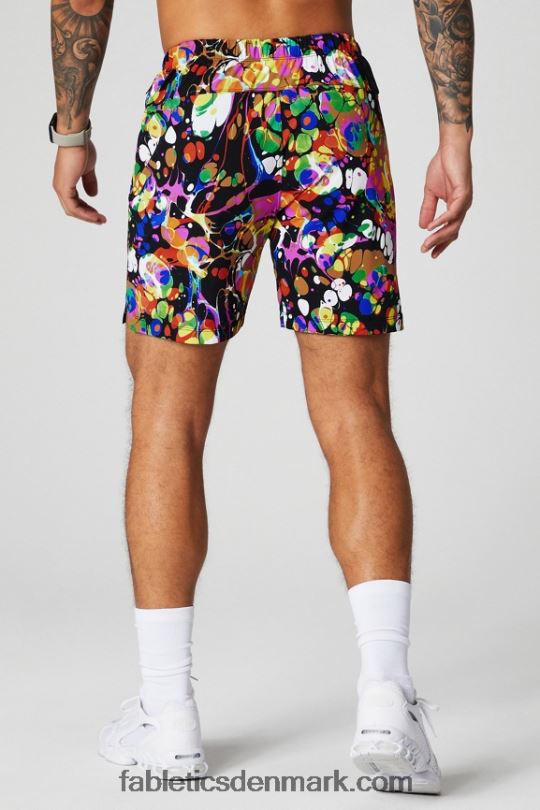 Fabletics Mænd den korte 151 PNX2T3231 sort kalejdoskopisk
