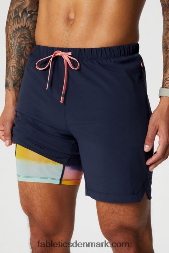Fabletics Mænd den korte (foret) 140 PNX2T3175 dyb navy/multi spraydient
