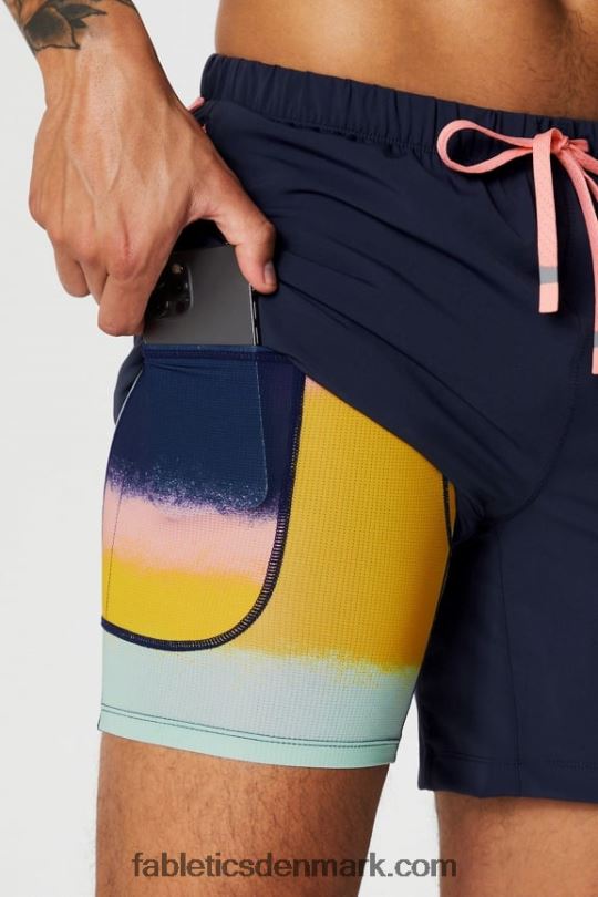 Fabletics Mænd den korte (foret) 140 PNX2T3175 dyb navy/multi spraydient