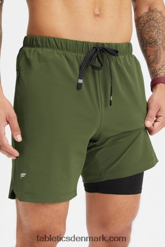 Fabletics Mænd den korte (foret) 143 PNX2T3188 mørkt mos