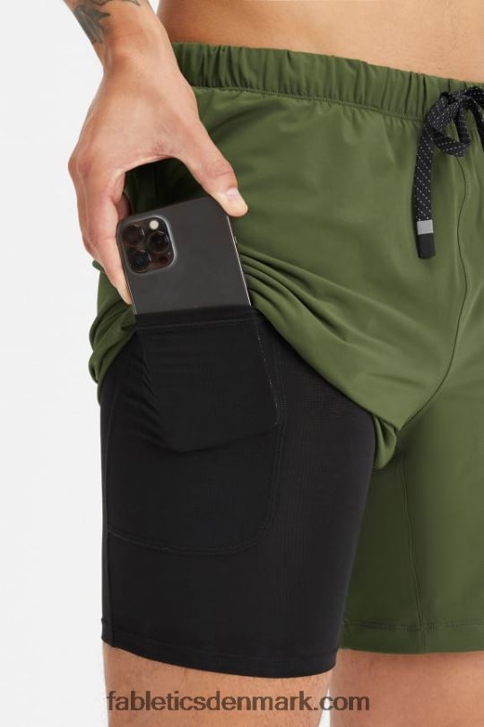 Fabletics Mænd den korte (foret) 143 PNX2T3188 mørkt mos