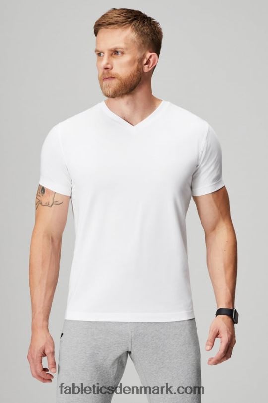 Fabletics Mænd 24-7 v halsen PNX2T3494 klassisk hvid