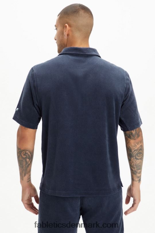 Fabletics Mænd ø-frottéknappen op PNX2T3557 klassisk flåde