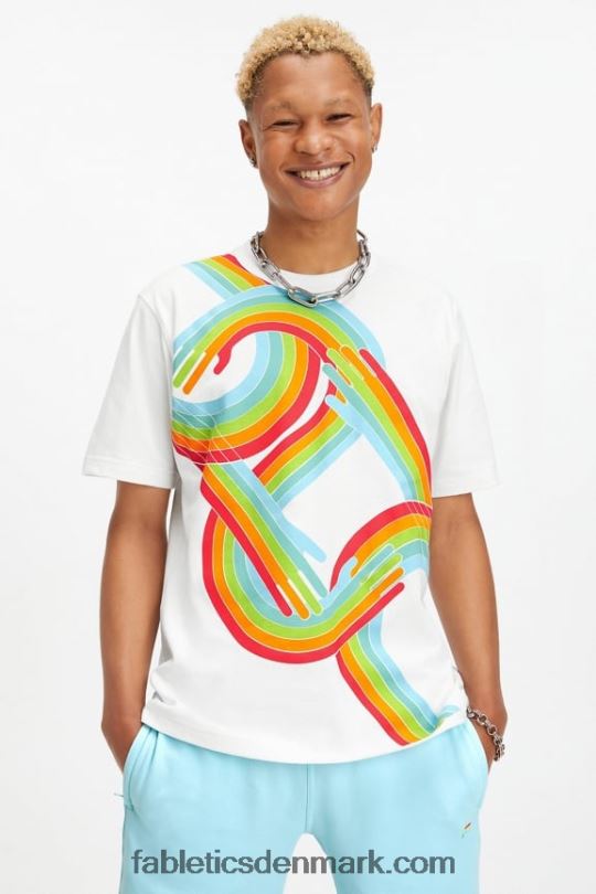 Fabletics Mænd pride r&r t-shirten PNX2T3534 alle sammen stolthed klassisk hvid