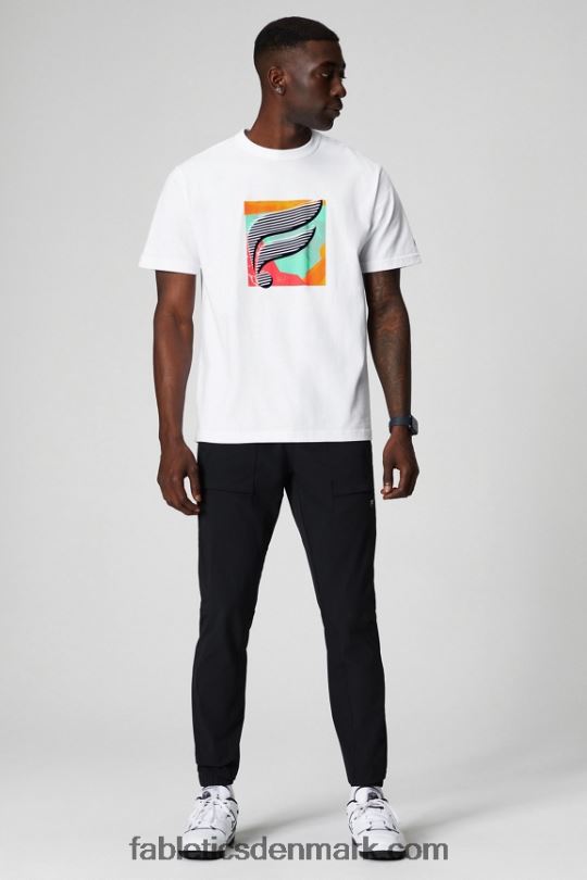 Fabletics Mænd r&r t-shirten PNX2T3520 klassisk hvid f multi
