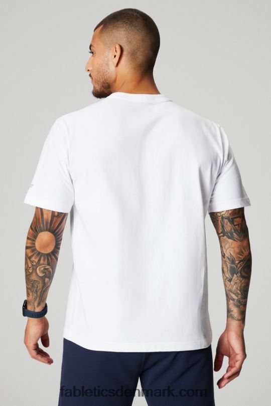 Fabletics Mænd r&r t-shirten PNX2T3522 hvid kanonkugle