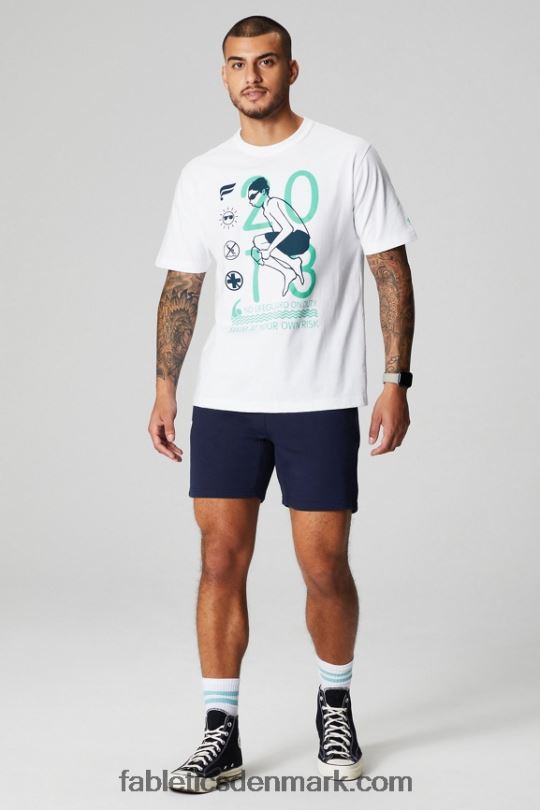 Fabletics Mænd r&r t-shirten PNX2T3522 hvid kanonkugle