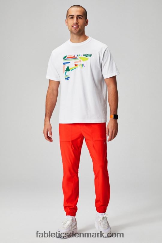 Fabletics Mænd r&r t-shirten PNX2T3523 klassisk hvid collage