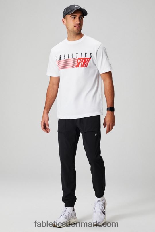 Fabletics Mænd r&r t-shirten PNX2T3524 klassisk hvid hurtig sport
