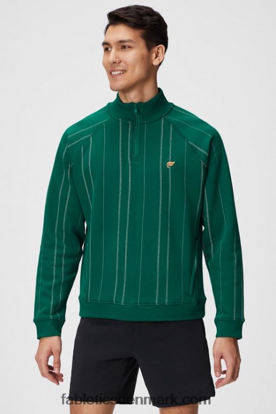 Fabletics Mænd go-to 1/4 zip 186 PNX2T3604 fairway grøn tekstur stribe