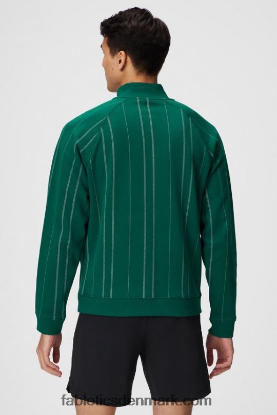 Fabletics Mænd go-to 1/4 zip 186 PNX2T3604 fairway grøn tekstur stribe