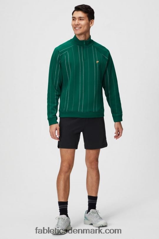 Fabletics Mænd go-to 1/4 zip 186 PNX2T3604 fairway grøn tekstur stribe