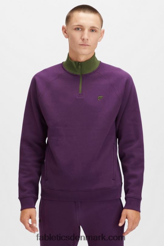Fabletics Mænd go-to 1/4 zip 188 PNX2T3612 gløgg/mørk mos multi