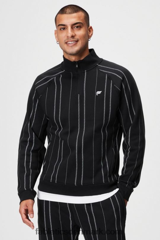 Fabletics Mænd go-to 1/4 zip 188 PNX2T3613 sort tekstur stribe