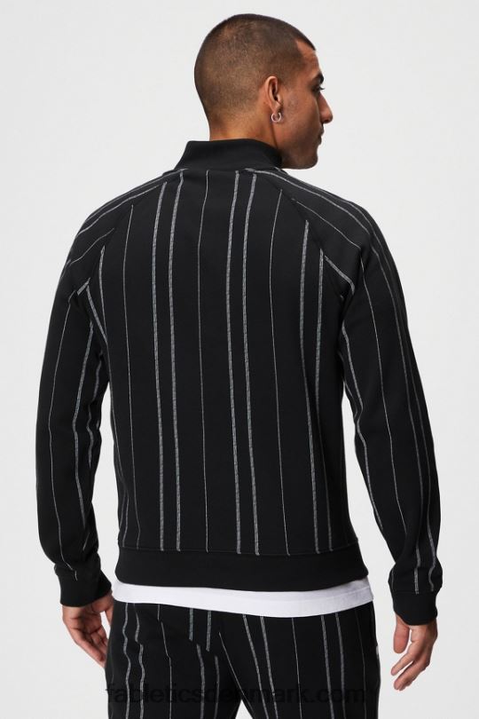 Fabletics Mænd go-to 1/4 zip 188 PNX2T3613 sort tekstur stribe