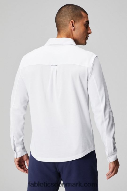 Fabletics Mænd instrumentbrættet langærmet knap op PNX2T3581 klassisk hvid
