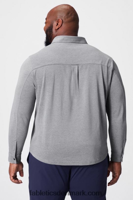 Fabletics Mænd instrumentbrættet langærmet knap op PNX2T3585 klassisk grå lyng