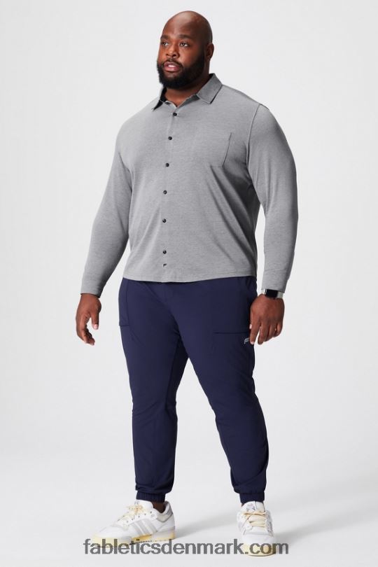 Fabletics Mænd instrumentbrættet langærmet knap op PNX2T3585 klassisk grå lyng