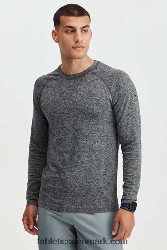 Fabletics Mænd træningsdagen langærmet t-shirt PNX2T3561 mørkegrå htr
