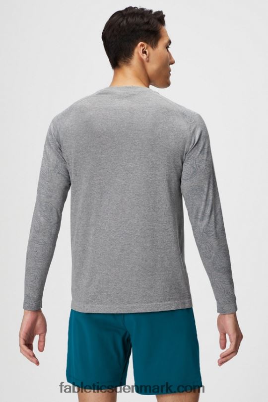 Fabletics Mænd træningsdagen langærmet t-shirt PNX2T3562 hydrow mellemgrå htr