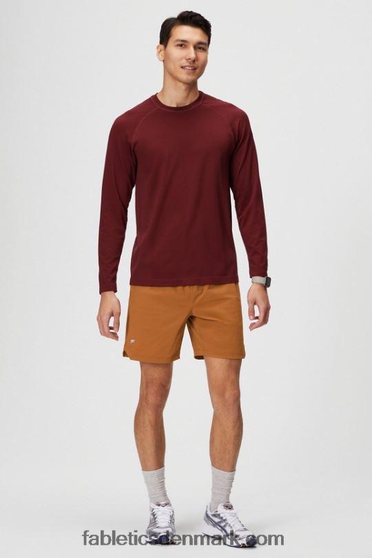 Fabletics Mænd træningsdagen langærmet t-shirt PNX2T3563 adrenalinrød