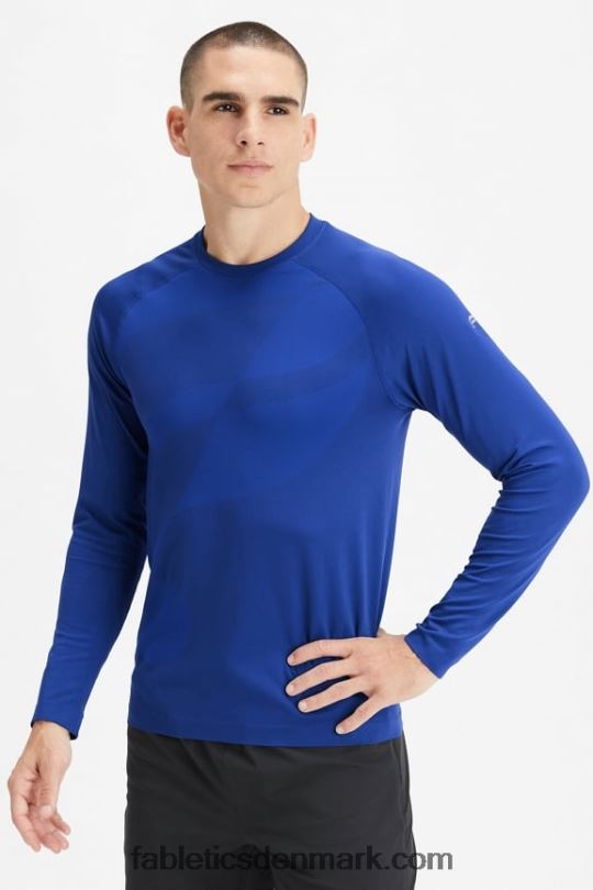 Fabletics Mænd træningsdagen langærmet t-shirt PNX2T3565 fransk blå abstrakt f