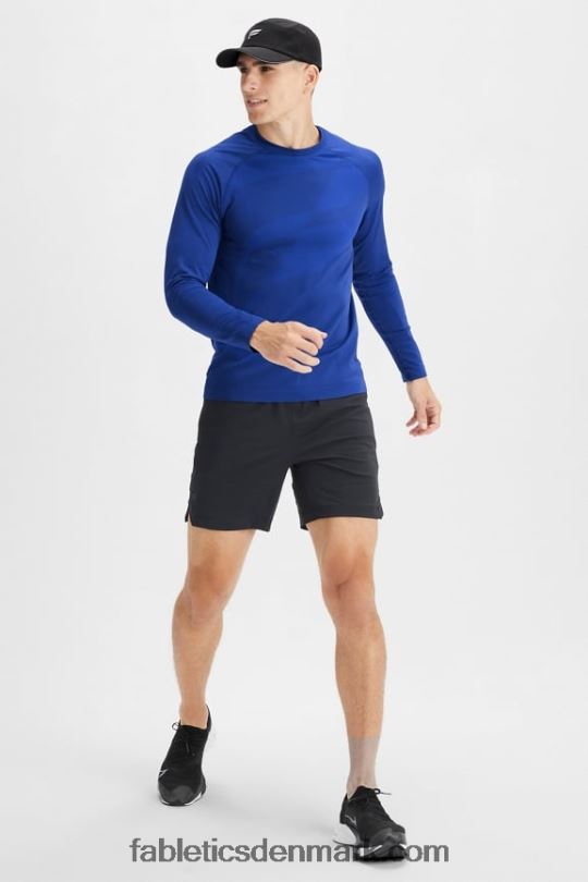 Fabletics Mænd træningsdagen langærmet t-shirt PNX2T3565 fransk blå abstrakt f