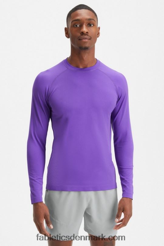 Fabletics Mænd træningsdagen langærmet t-shirt PNX2T3566 talg lilla